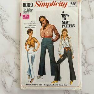 Simplicity Pattern 8009 Flare jeans Bell Bottom